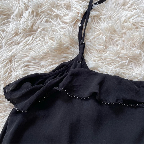 Joie ruffled beaded silk camisole top black size M - Picture 7 of 7